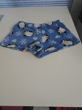 Secret Santa Light Blue Penguin Fleece Shorts
